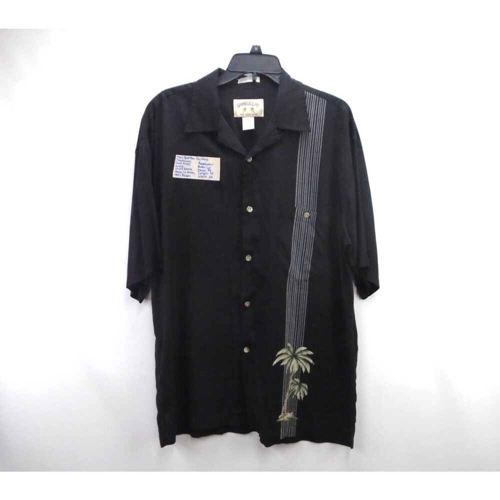 Vintage Bamboo Cay Hawaiian Shirt Men Siz L Embroidered Short Sleeve Rayon Korea